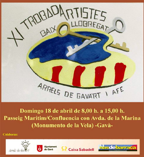 Cartel del XI encuentro de artistas del Baix Llobregat que se celebra en Gav Mar (18 de Abril de 2010)